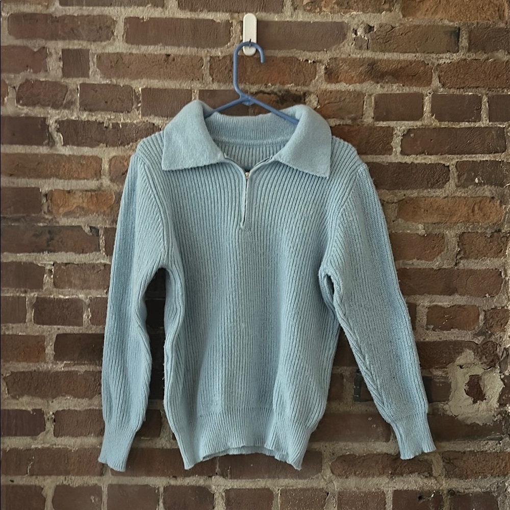 Blue Zip Up Sweater - Soft Knit